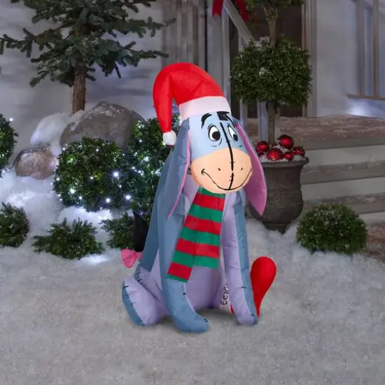 3.5ft. Airblown&reg; Inflatable Christmas Eeyore in Santa Hat {4}