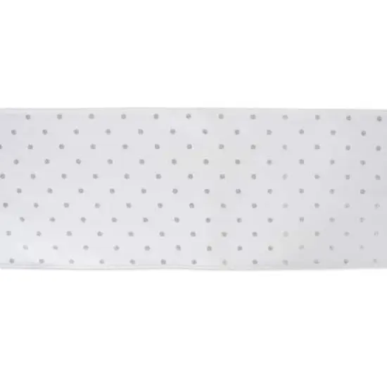 Metallic White/Silver Reversible Polka Dot Table Runner 13" x 72" {3}