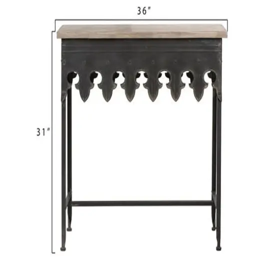 Hello Honey&reg; 36" Rustic Farmhouse Metal Console Table with Solid Wood Top Distressed Gray {7}