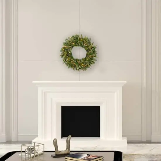 24" Pre-Lit Cashmere Christmas Wreath, Warm White LED Lights {3}