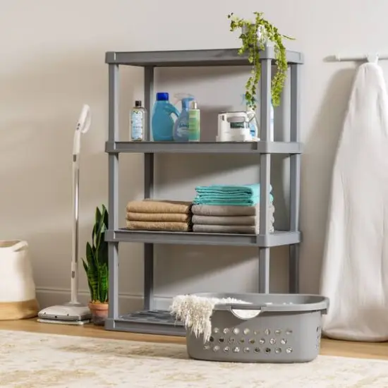 IRIS 4.6ft. Elephant Gray Plastic Rack Shelf with 4 Large Shelves {4}