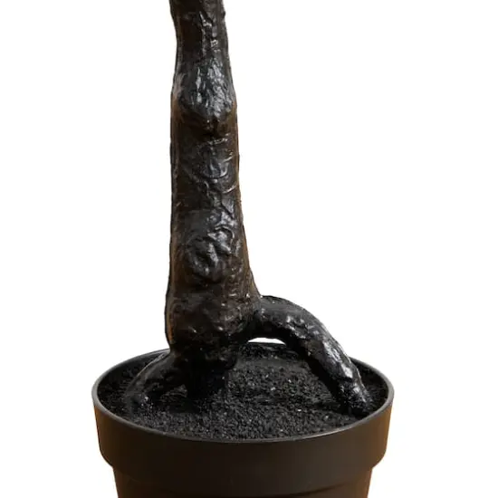 4ft. Pre-Lit Artificial Halloween Black Spooky Twig Tree with Bats and 120 Orange & Purple LED Lights {7}