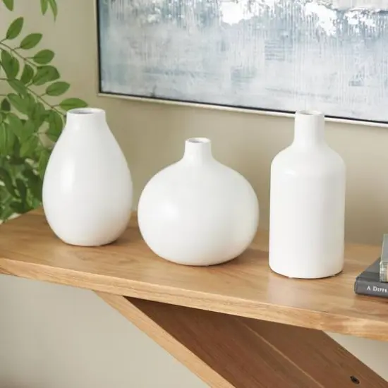 White Ceramic Minimal Ceramic Vase Set {3}