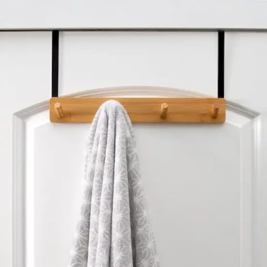 Simplify Black Over the Door Bamboo 4 Hook {3}