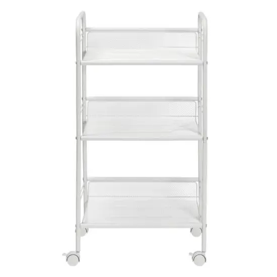 Honey Can Do White 3-Tier Mesh Rolling Cart {5}