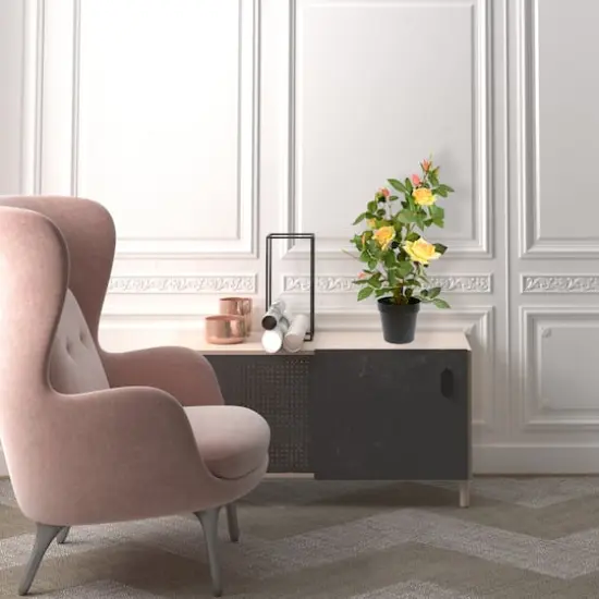 21" Artificial Yellow Rose Plant in Pot {3}