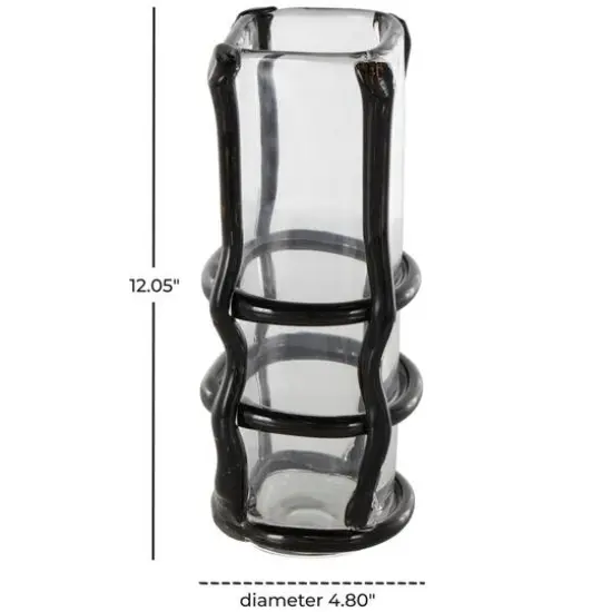 Black Recycled Glass Vase with Glass Framing {9}