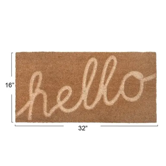 Hello Honey&reg; Nautral Hello Engraved Coir Doormat {6}