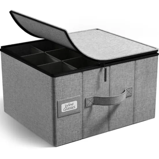 Sorbus 15.75" Gray Stemware Storage Chest {1}