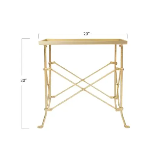 Hello Honey® 20" Gold Tray-Style Rectangle Metal Accent Table {7}