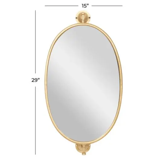 29" Oval Wood Wall Mirror Gold {8}