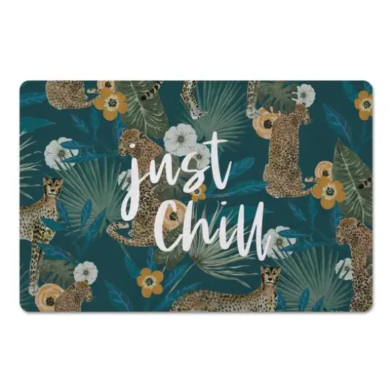Just Chill Tropical Cheetah Floor Mat Teal {1}