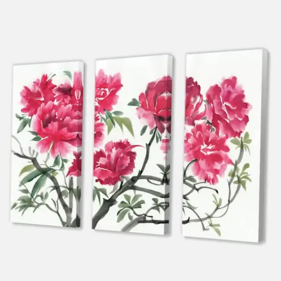 Designart - Vintage Purple Azalea Flower - Traditional Canvas Wall Art Print {1}