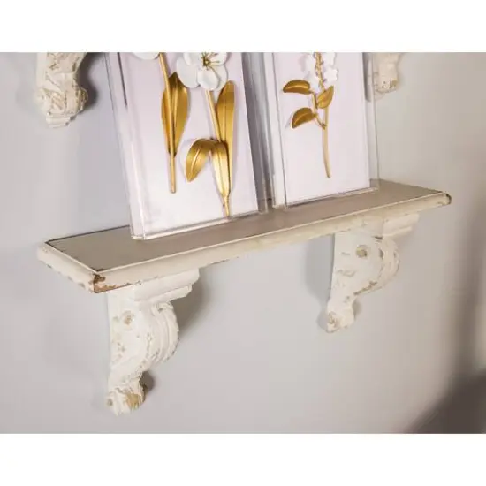 White Wood Farmhouse Wall Shelf {9}