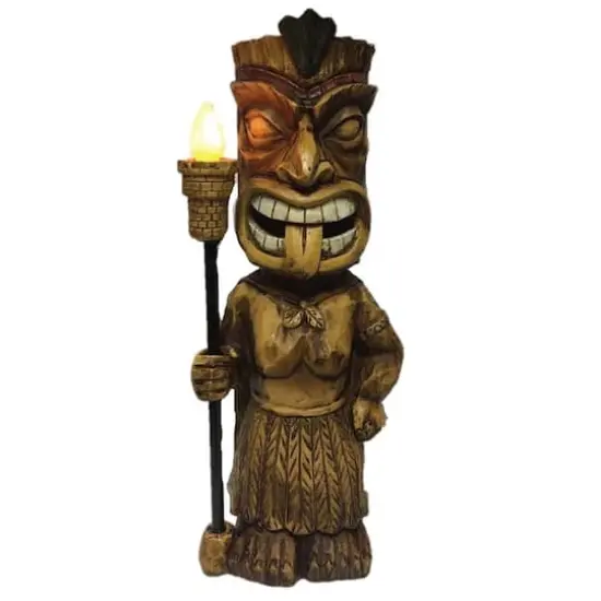 Santa's Workshop 18" Solar Tiki Man Statue {1}