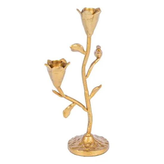 Hello Honey&reg; 11.7" Gold Double Taper Metal Candelabra {1}