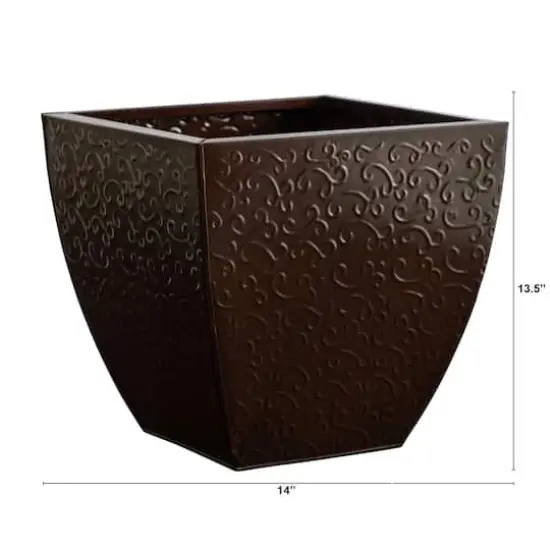 14" Embossed Metal Scroll Planter {3}