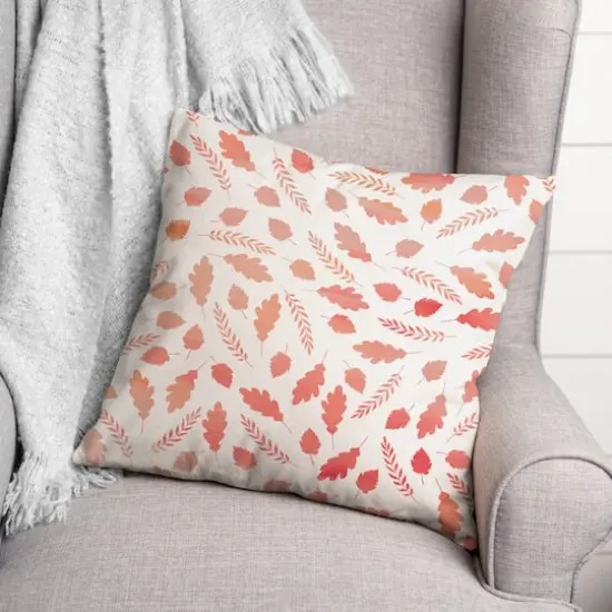Watercolor Leaf Pattern Indoor/Outdoor Pillow {3}