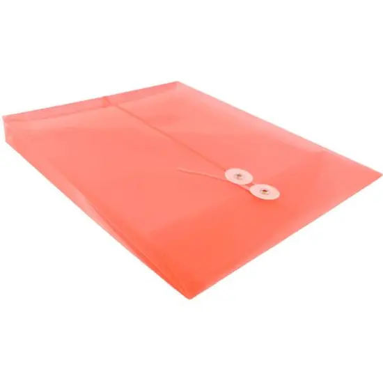 JAM Paper Letter Size Plastic Envelopes with Button & String Tie Closure, 12ct. Red {6}