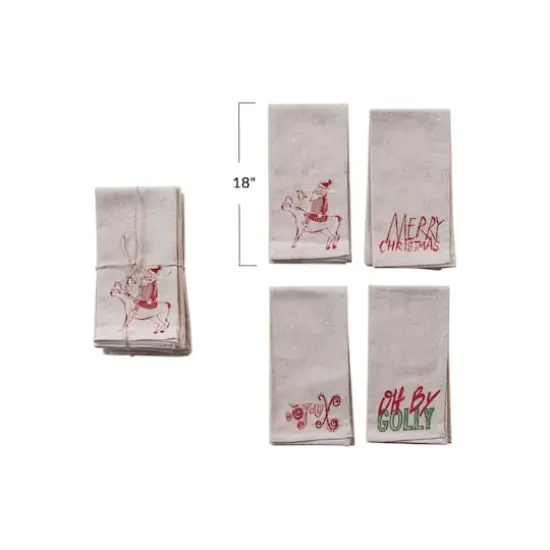 Hello Honey&reg; 18" White & Red Christmas Cotton Napkin Set {4}