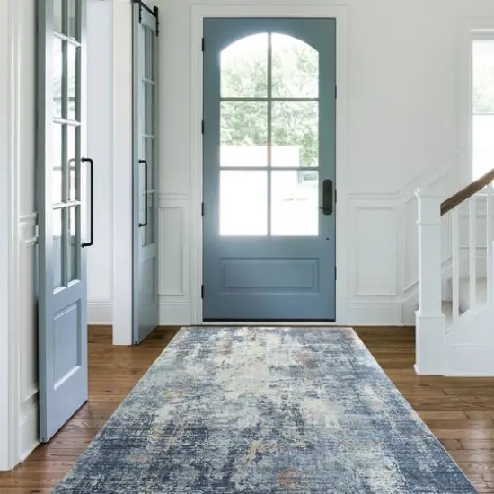 Glitzhome&reg; Abstract Area Rug Blue/Ivory {3}