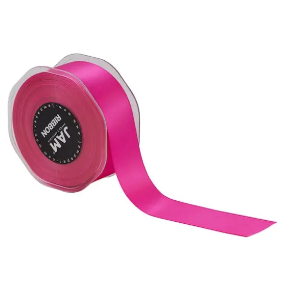 JAM Paper 1.5" x 25yd. Double Faced Satin Ribbon Shocking Pink {1}