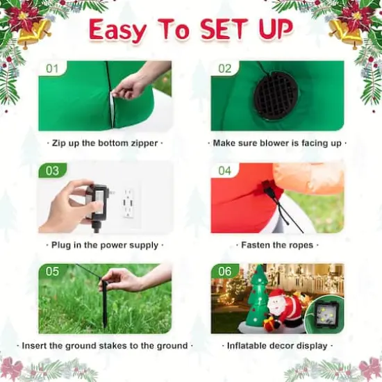 Glitzhome&reg; 6.5ft. Lighted Dog Bites Santa Inflatable D&eacute;cor {8}