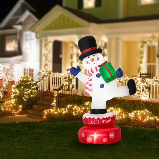 Glitzhome&reg; 6ft. Lighted Inflatable Rotating Snowman D&eacute;cor {3}