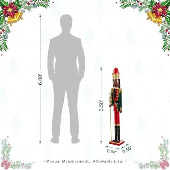 Glitzhome&reg; 42"H Wooden Christmas African American King Nutcracker {9}
