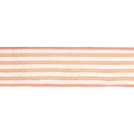1.5" x 30ft. Stripe Faux Linen Wired Ribbon by Celebrate It&trade; D&eacute;cor Coral {4}