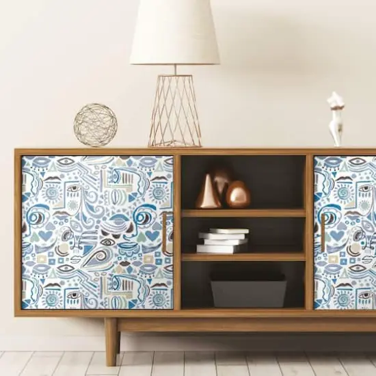 RoomMates Mod Faces Peel & Stick Wallpaper Blue/Green {7}