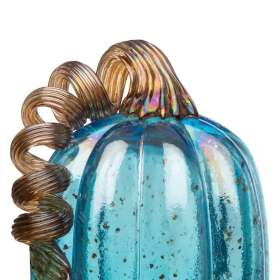 Glitzhome&reg; Blue Glass Pumpkin Set {7}