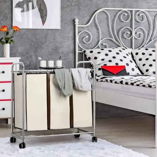 NEX&trade; 30" Chrome Removable 3-Bag Laundry Sorter {6}