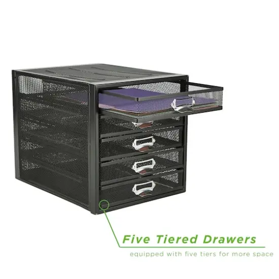 Mind Reader Black 5 Drawer Heavy Duty Cabinet {3}