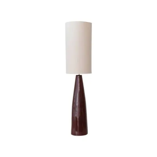 Hello Honey® 4ft. Brown Reactive Glaze Ceramic Floor Lamp with Linen Shade {1}
