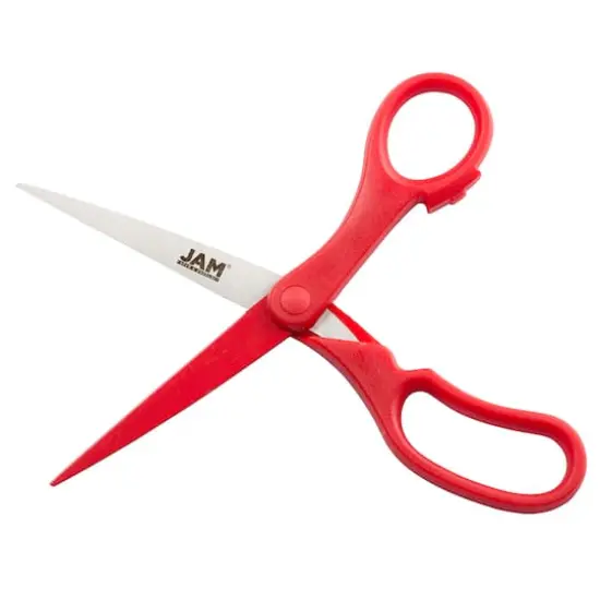 JAM Paper 8" Ergonomic Multi-Purpose Precision Scissors Red {4}