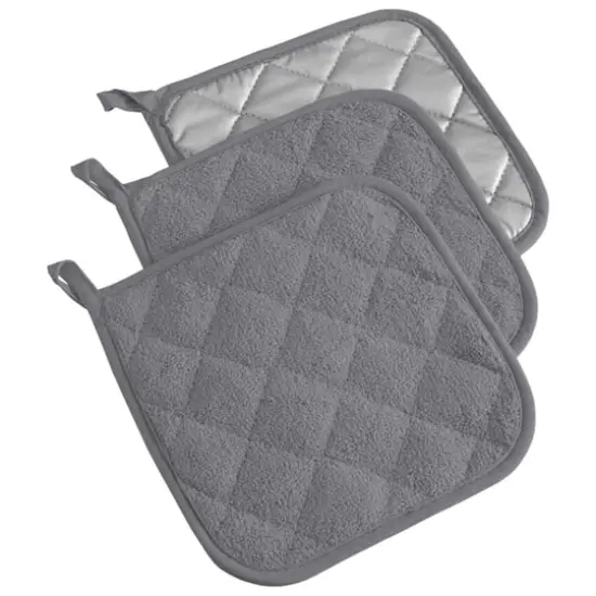DII&reg; Terry Cloth Potholders, 3ct. Gray {1}