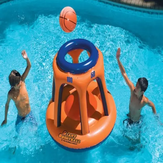 Swim Central 48" Orange & Blue InflatableShoot Ball Swimming Pool Float Game {3}
