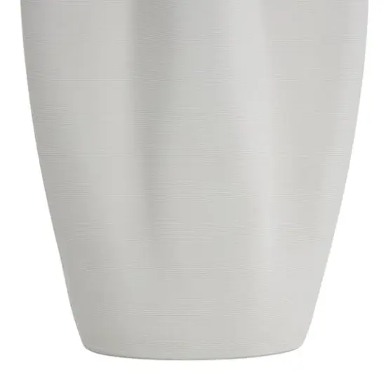White Ceramic Abstract Ribbed Dimensional Folded Vase with Floral Shaped Rim {6}