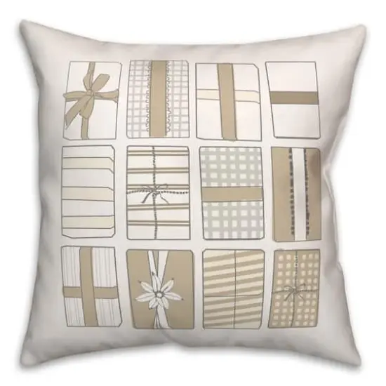 Neutral Gift Boxes 18x18 Throw Pillow {1}