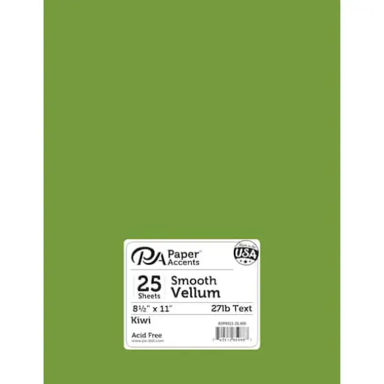 PA Paper&trade; Accents 8.5'' x 11'' 27lb. Smooth Vellum Paper, 25 Sheets Kiwi {1}