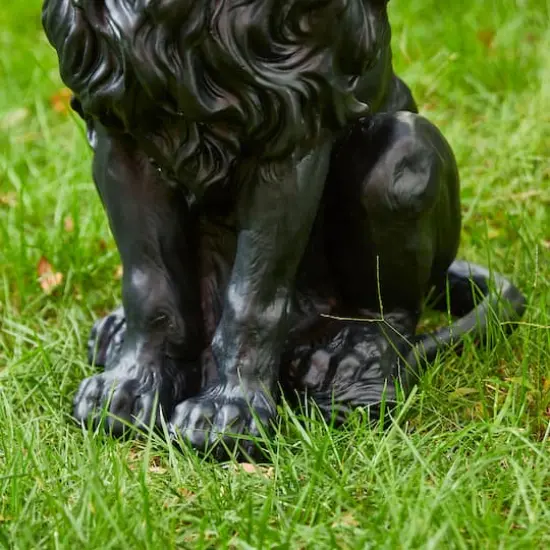 Glitzhome&reg; 21" Black Sitting Lion Garden Statue {7}