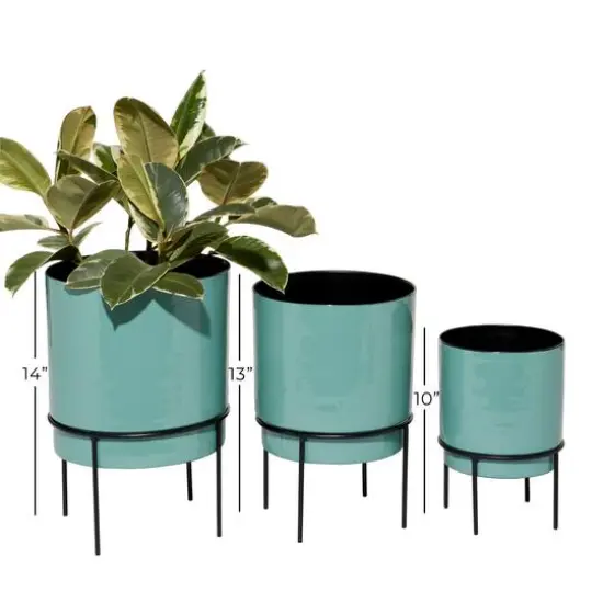 Teal Metal Contemporary Planter Set {6}