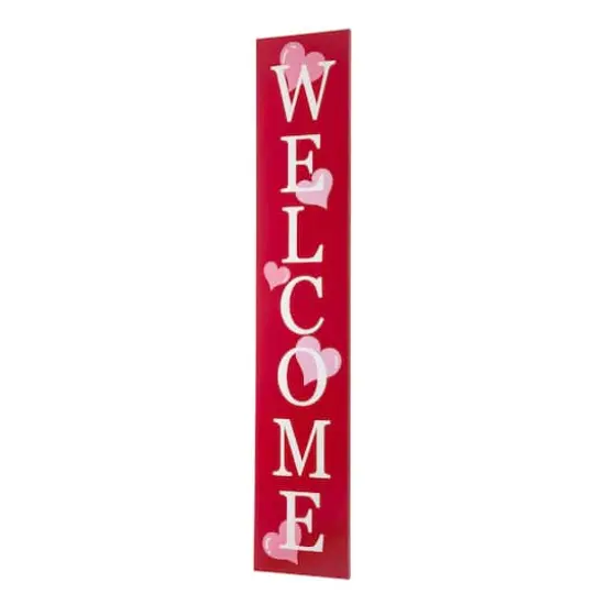 Glitzhome&reg; 3.5ft. Valentine's Wooden Welcome Porch Sign {1}