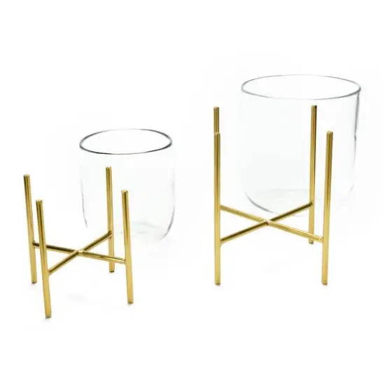 Hello Honey&reg; Gold Finish Vases & Candle Holders With Metal Stands Set {6}
