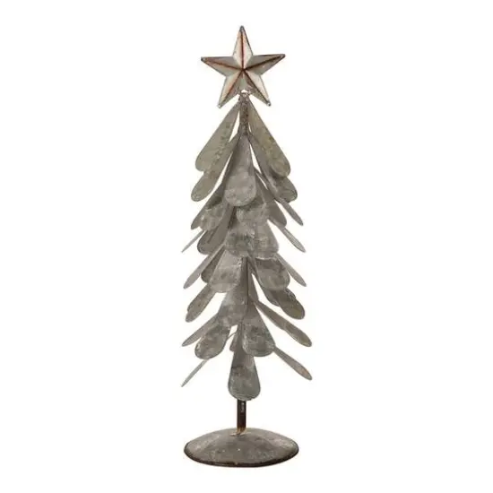 Glitzhome&reg; Galvanized Metal Christmas Tree Table D&eacute;cor Set {4}