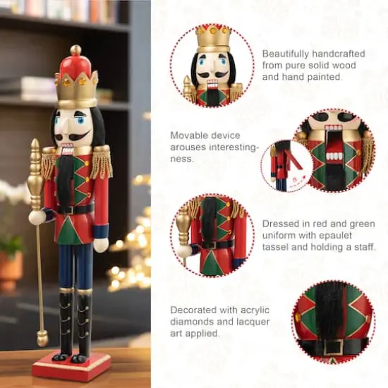 Glitzhome&reg; 24" Wooden Christmas King Nutcracker {8}