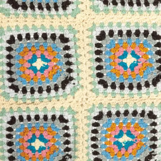 Hello Honey&reg; Multicolor Block Pattern Hand-Woven Reclaimed Cotton Crocheted Throw {4}