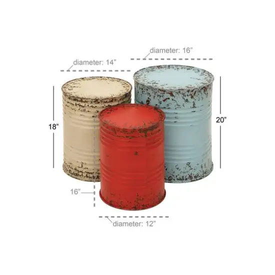 Assorted Multi Colored Metal Farmhouse Accent Table Set {7}