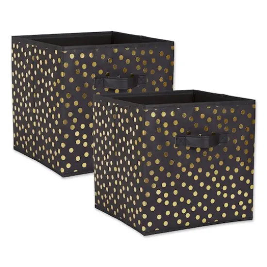 DII&reg; 11" Black & Gold Dots Storage Cube, 2ct. {1}